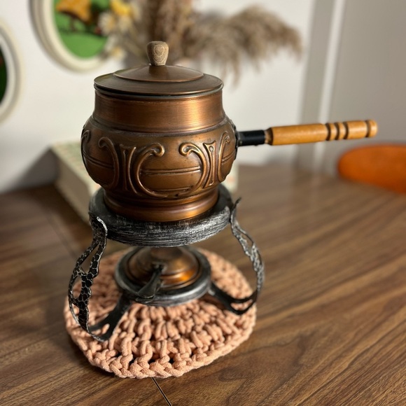 Vintage 70s Fondue Set - Copper & Cast Iron - Picture 11 of 13